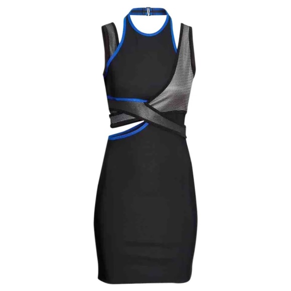 Alexander Wang x H&M Halter neck Gray w/ Blue Bodycon Dress SZ 2 like 0 - Picture 2 of 3